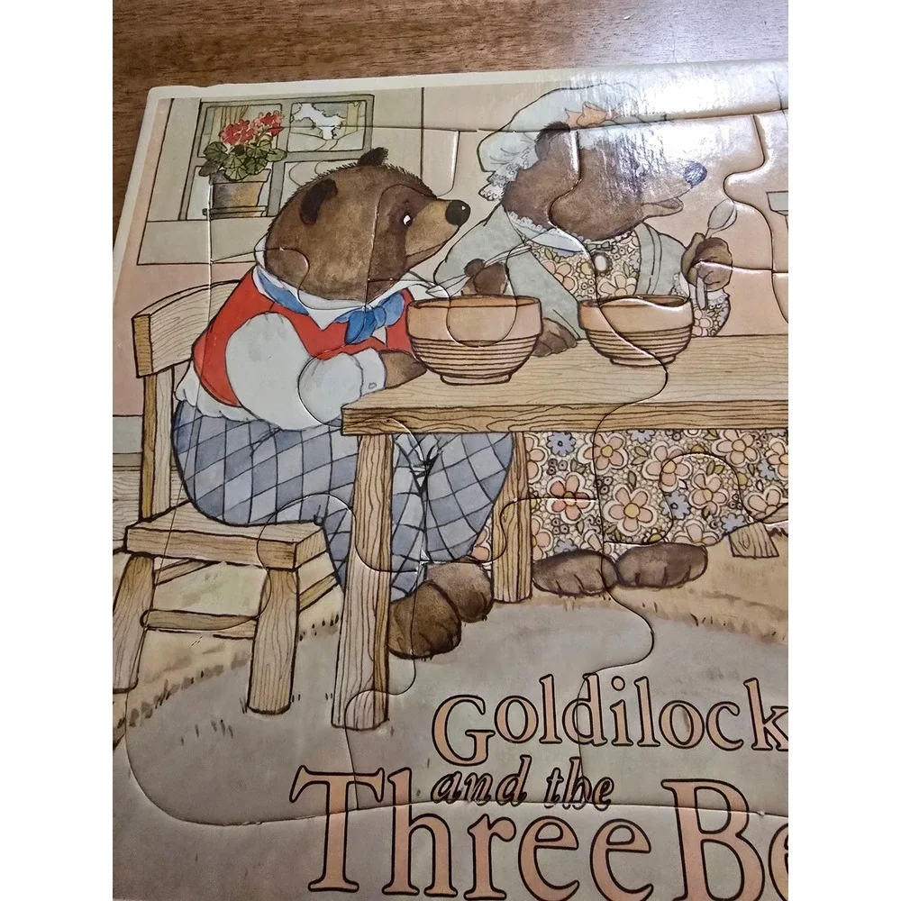 Vintage Jaymar Goldilocks and the Three Bears 12 Piece Inlaid Cardboard Puzzle